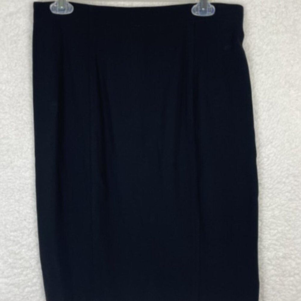 Dana Buchman Skirt Womens Sz 14P Petite Black Rayon Suit Skirt Lined